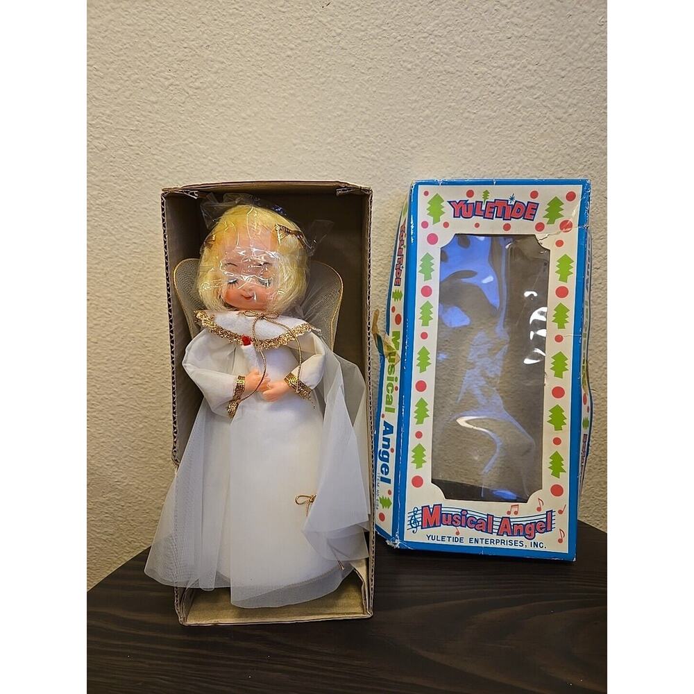 VTG SANKYO Revolving Musical Angel Figure “Silent Night” Christmas 10” Japan